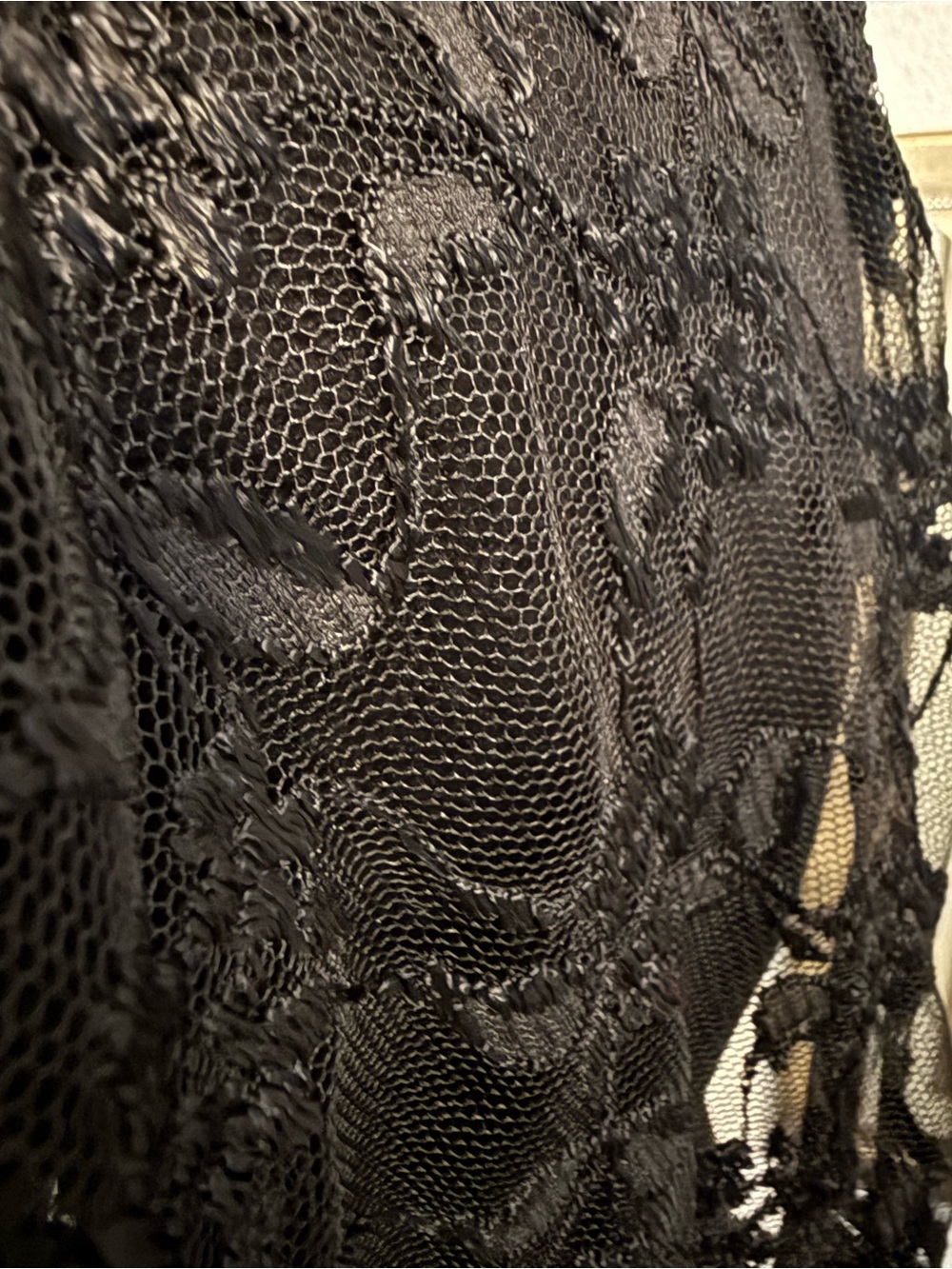 VTG A. Brod Black Sheer Floral Lace Long Scarf Made in USA Goth Coquette - Picture 4 of 7